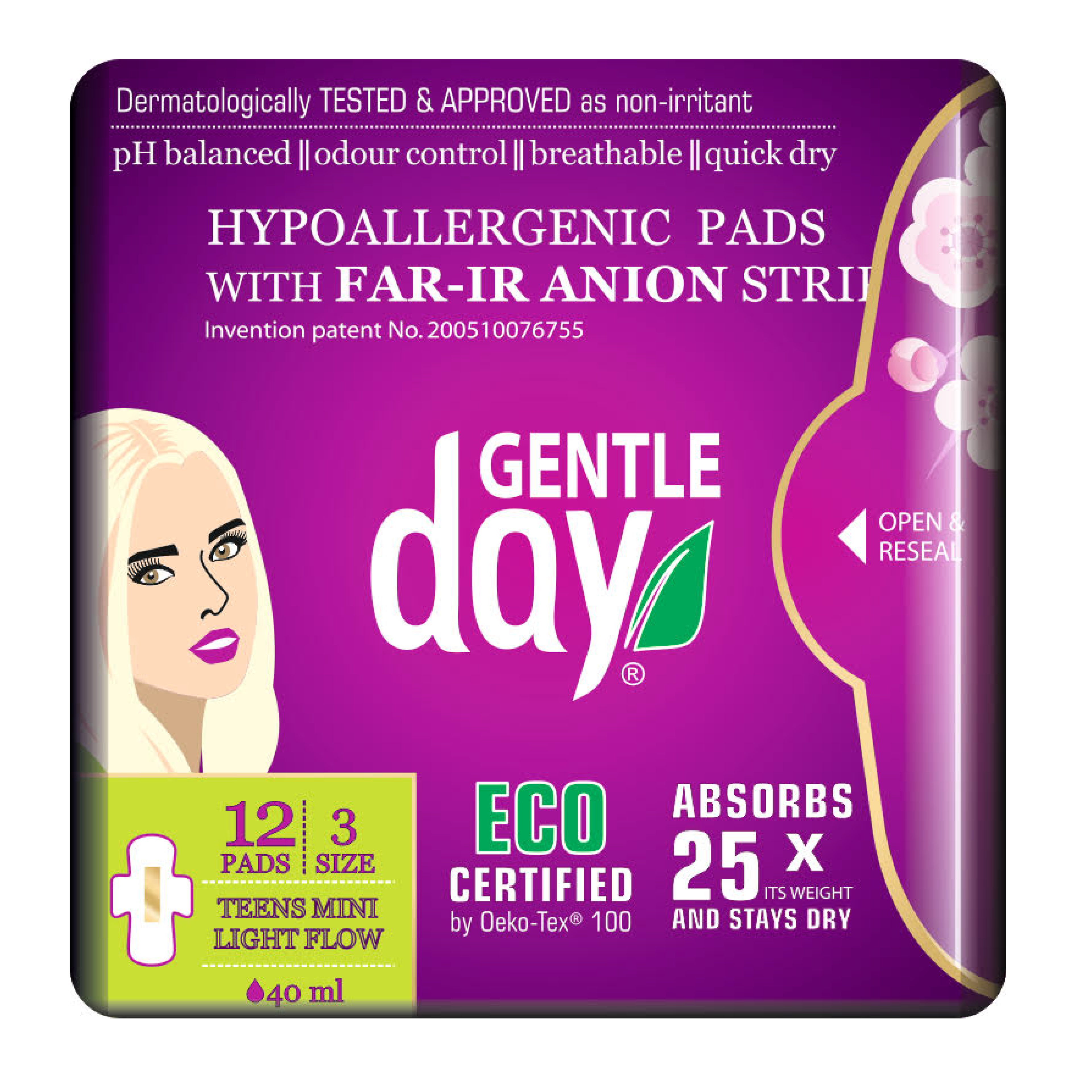 Organic TEENS Mini Light Flow Pads (12 pcs) I Non-Toxic