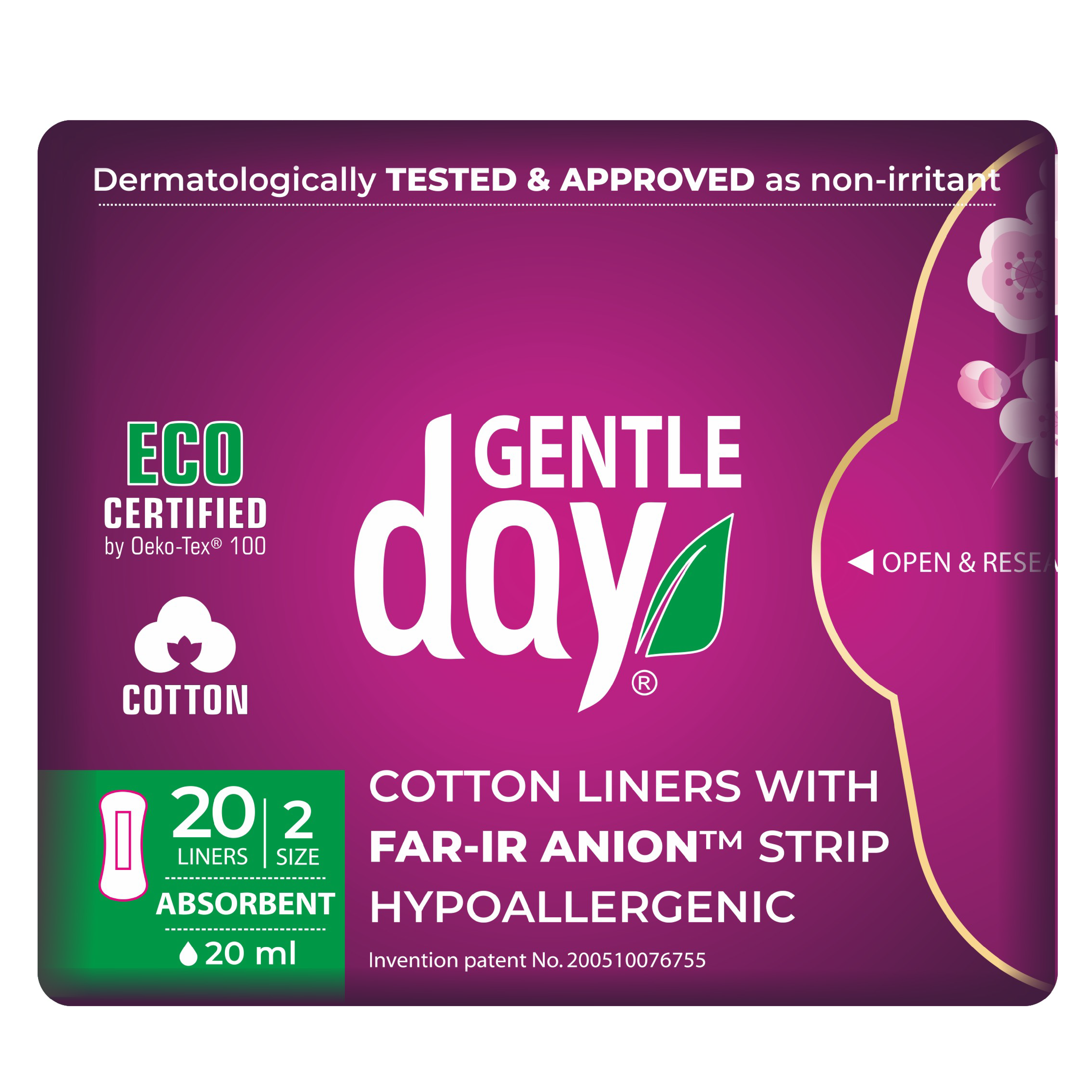 Organic Cotton Absorbent Liners w/ Anion Strip (20 pcs) I Non-Toxic